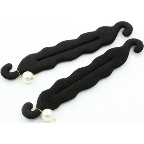 Black Sponge Long Hair Bun Styling Tools Big White Simulated Pearl Pendant Foam Headwear Hair Accessories for Women