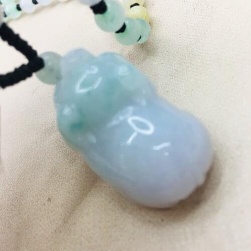 Pure natural Emerald jade carving two-color big pig pendant Three-color jade jade necklace Necklace for men and women