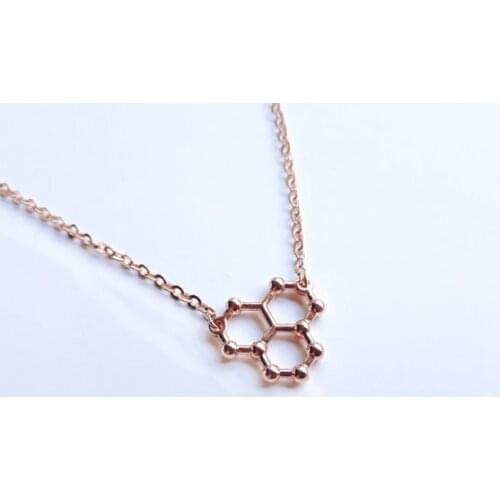 Chemical Ice Hydro Steam Water H2O Molecular Molecule Science Structure Choker Chain Necklace Dopamine Caffeine Formula Pendant