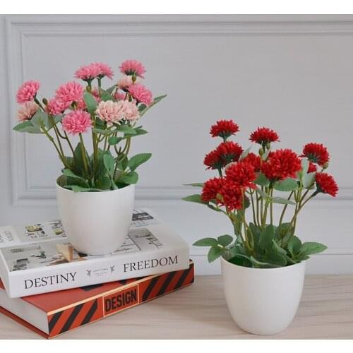 Artificial flower Bonsai Fake Rose Flowers Potted Ornaments For Christmas Wedding Home Table Decoration Hotel Shop Decor