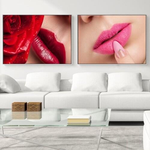 Colorful Lips Home Waii Backdrop Decor Nordic Canvas Painting Wall Art Modern Fashion Lady Posters and Prints for Girls Bedroom