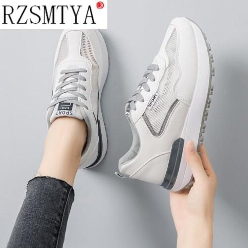 Spring Sneakers Women Thick Bottom Daddy Shoe Thick Bottom Round Toe Breathing Leisure Female Vulcanize Shoes