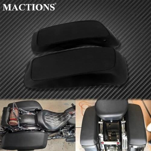 Motorcycle Saddlebag Lid Cover Waterproof Audio Rain Dust Speaker Lids Leather For Harley Touring Street Electra Glide FLH 14-Up