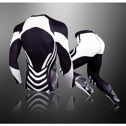 Running Set Man Compression Sports Suit Tracksuit Men Sportswear MMA Rash Guards Warm Sweatsuit Men Winter Gyms Workout Clothing