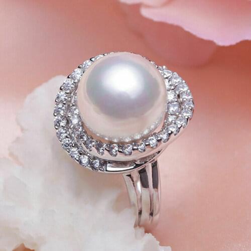 Charming AAA++ 11-12mm Akoya white stud Pearl Ring Size adjusted