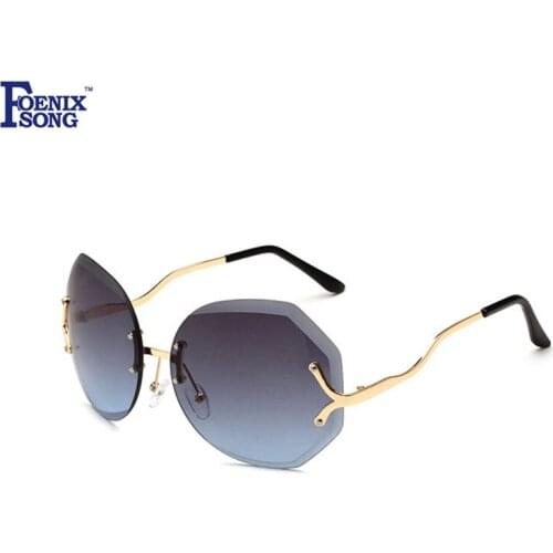 FOENIXSONG Fashion Rimless Sun Glasses Women Men Irregular Lens Sunglasses Ladies Brand Designer Spectacles de Sol Gafas