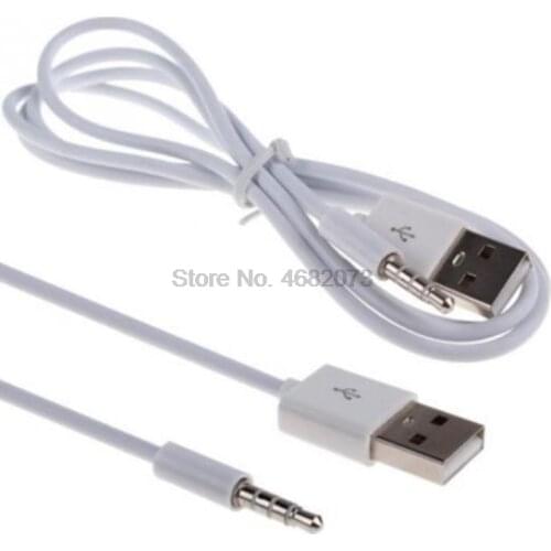 By DHL or Fedex 500pcs White 1m USB 2.0 Male to 3.5mm Headphone Audio AUX Male Plug Car Cable Jack Charger Cable Wire Cord