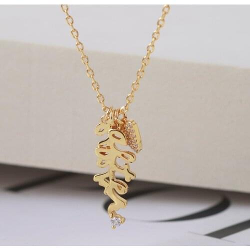 Simple glossy letters inlaid love multiple drops small fresh necklace clavicle chain for girls necklace