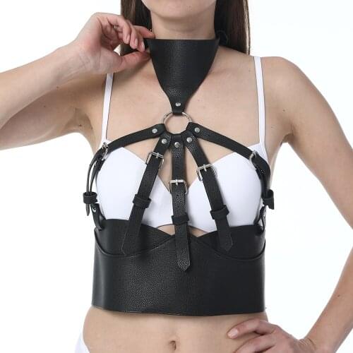 CYX-KQ Women Suspenders Leather Harness Belt Body Bondage Cage Sexy Women Harness Gothic Garter Belt Lingerie Harajuku Harness