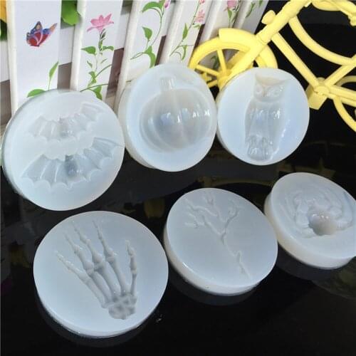Bats Skeleton Fondant Silicone Molds Chocolate Molds Hand Pumpkin Owls Clay Mold Kitchen Baking Tools Halloween Party Decor