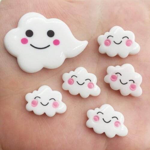 Resin Kawaii Smile white clouds Flat back Cabochon Stone Miniature DIY Scrapbook Decor home Craft christmas figurines