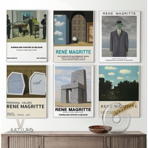 Rene Magritte Art Poster Gallery Quality Print Canvas Painting Exhibition Museum Wall Picture Modern Minimalist Home Decor Gift
