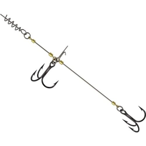 Carbon Fishing Hook Barbed Triple Hooks Set Soft Lure Bait Fishhook Jig Rig Assist Hook Screw Pin String