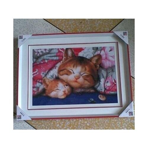 Top Quality lovely beautiful counted cross stitch kit kitty mother and kitten cat, sleeping kitties kittens
