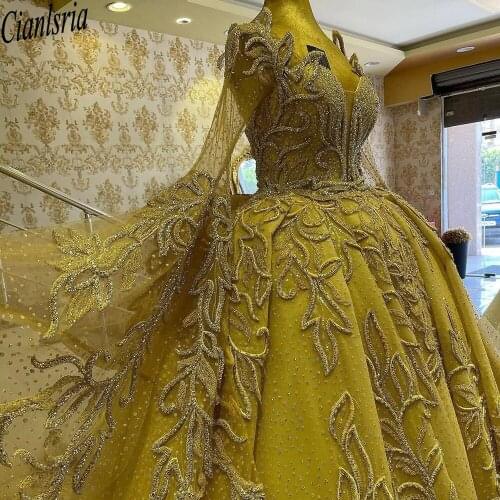 2021 A Line Crystal Luxury Wedding Dresses Lace Ruched Sparkle Rhinstone Bridal Gowns Dubai Vestidos De Novia