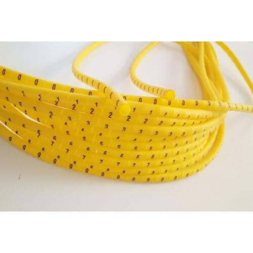 1000pcs/lot freeshipping 0.5 to 10mm2 plum cable marker 0-9 10 different number yellow color