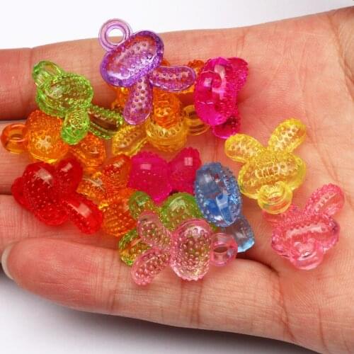 30pcs Color Mixed Rabbit Shape Loose Spacer Beads 21x17mm Acrylic Beads For Jewelry Making DIY Necklace Bracelet Accessories