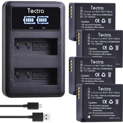 4PCS DMW-BLG10 BP-DC15 Battery+LED USB Dual Charger for Panasonic Lumix GF6,GX7,GX80,GX85,GX7 Mark II,LX100,D-Lux(Type 109)