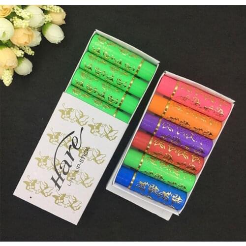 6pcs/box Dark Green Magic Spotting Lipgloss Lipstick Long Lasting Lip Liner Butterfly Green Lipstick Cosmetics Makeup Maquiagem