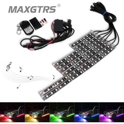 8PCS Motorcycle Car Led Underbody Atmosphere light kit with Wireless Remote Controller RGB Multi-Color Neon Glow Flashing Lights