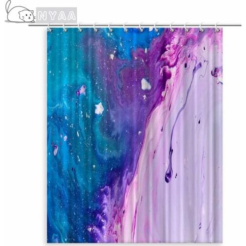 Abstract Blue Stripe Shower Curtain Ink Painting Luxurious Liquid Marble Texture Bathroom Home Decor Polyester Cloth Curtains