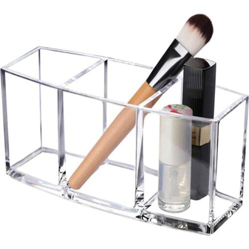 Acrylic Transparent Makeup Brushes Holder Lipstick Necklace Jewelry Storage Box Pencil Case Stationery Organizer For Cosmetics