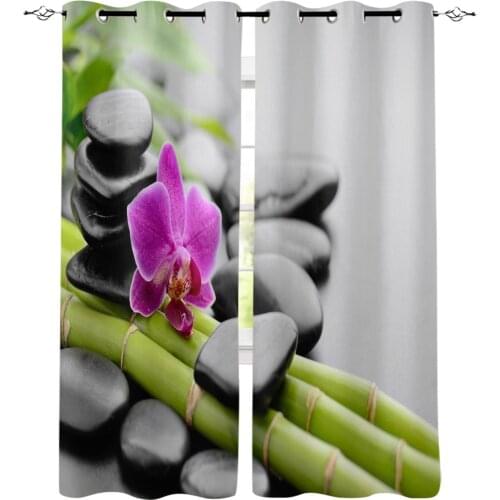 Zen Rock Orchid Dewdrop Bamboo Modern Curtains Living Room Window Curtains For Home Bedroom Kitchen Drapes Blinds