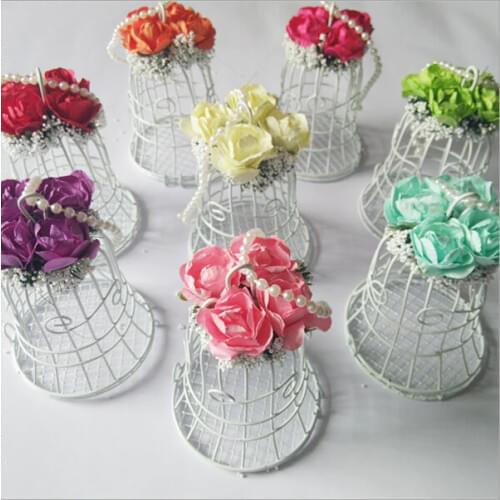 Free shipping 200 pcs High Quality Luxe White Bird Cage Wedding Gift Box Favors Metal Bird Cage Candy Decoration
