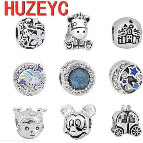 3pcs/lot Stainless Steel Perforated Bead Pando Bracelet Crystal Charms DIY Pendant Bangle Snake Chain Accessories for Women gift