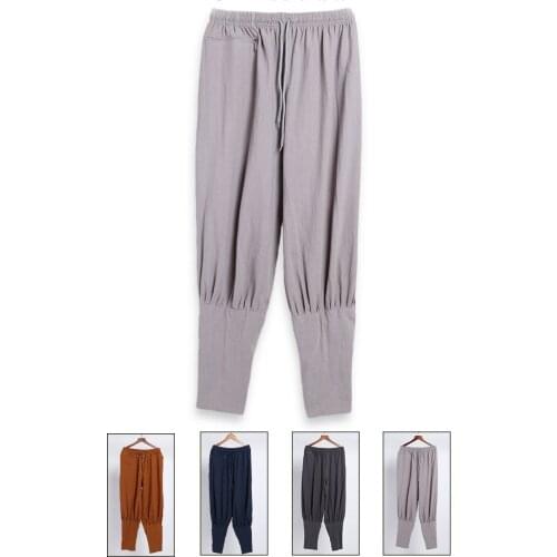 High quality cotton&linen shaolin monks kung fu bloomers budda lay meditation trousers buddhist zen pants Spring&Autumn