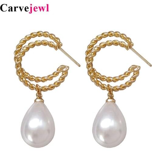 Carvejewl new Korean design Imitation Pearl Earrings braided circle Classic Fashion Teardrop Earrings for Women Costume Jewelry