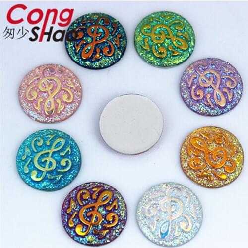 Cong Shao 100Pcs 16mm AB Colorful flatback stones and crystals Resin Round Rhinestone applique DIY Wedding Dress Button YB76
