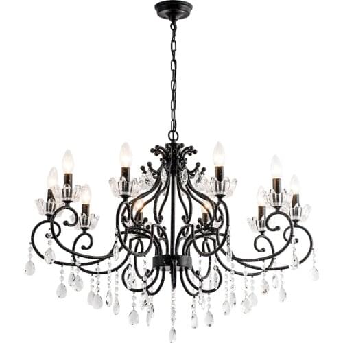 Rustic Iron Chandeliers Crystal Beads Chandelier Lantern Bedroom Child Princess Tiffany Pendants Home Lighting Indoor Lamp