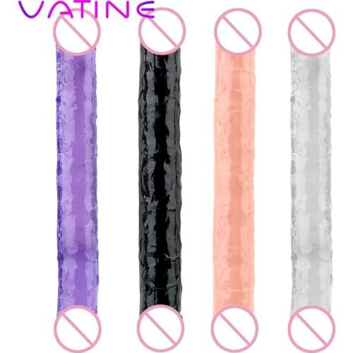 VATINE Double Ended Artificial Penis Flexible Soft Jelly Dildo Sex Toys for Women Lesbian Dual Head Dildo Female Masturbation