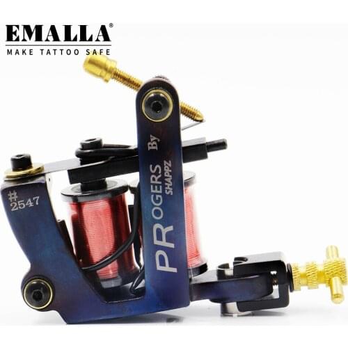 EMALLA 1PCS Iron Tattoo Gun 10 Wrap Coil Tattoo Machines Power Kit Set Tattoo Clip Cord Tattoo Power Supply Free Shipping