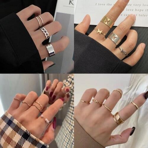 European and American Geometric Butterfly Opening Adjustable Set Ring New Trend Female Fashion Pearl Irregular Ring Gift