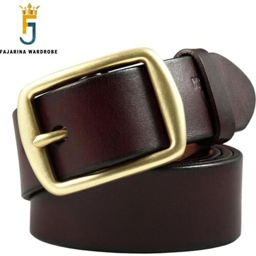FAJARINA Top Quality XXXXX-large Genuine Leather Brass Pin Buckle Extended Length Belts for Men 105-165cm Large Length NW0016