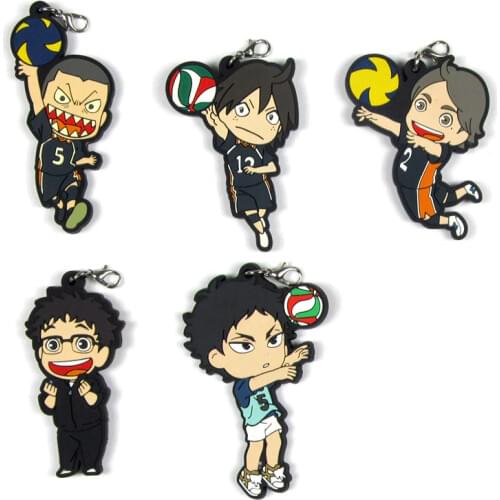 Haikyuu Anime keychain Oikawa Tooru Kozume Kenma Kuroo Tendo Satori Koutarou Hinata Rubber strap/mobile phone strap D237