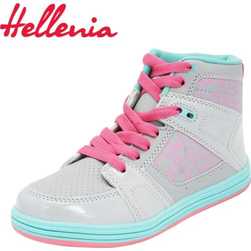 Fashion Kids ankle boots size 33-36 shoes Children girls Casual Sneakers spring autumn platform lace up gray pink 2018 Hellenia