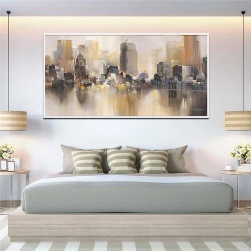 Modern 70x140cm Abstract City Building Canvas Oil Painting Printed Canvas Prints by Machine Cheap Wall Art Pictures no frame