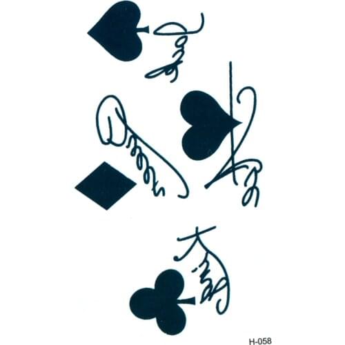 King and Queen letter waterproof Temporary tattoos stickers Square Spades Poker Henna Tatoo Men Flash Tattoo Kids