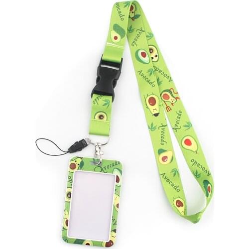 JF475 Summer Green Lanyard Fruit Avocado Keychain ID Card Badge Holder Camera for USB Badge Holder DIY Hanging Rope