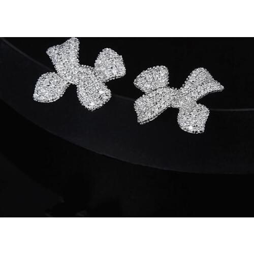 Fashion Cute Bowknot Small Earrings 925 Silver High Quality Silver Stud Earrings For Girls Birthday Gift Drop-Shipping In Box