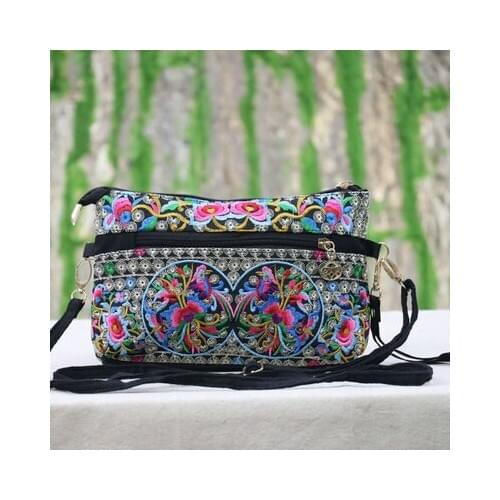 Fashiion National embroidery women shopping handbags!Nice Floral embroidered lady Small shoulder bags All-match canvas Carrier