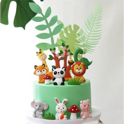 Forest various cartoon animals theme kids birthday party decoration cake decoration kids baptism decoration supplies