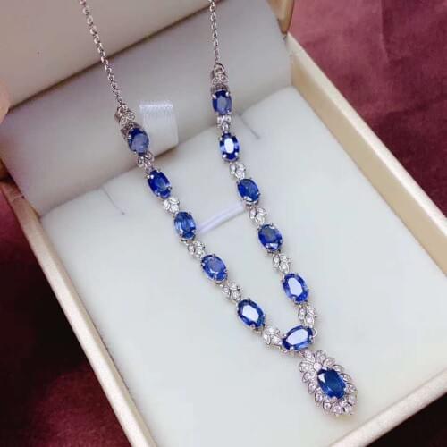 Natural And real Sapphire necklace pendant Free shipping 925 sterling silver Pandant