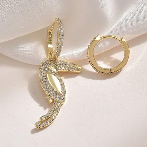2020 Tropical Forest Summer New Asymmetric Rhinestone Earrings Toucan Parrot Flamingo Earrings Female Minimalist Jewelry