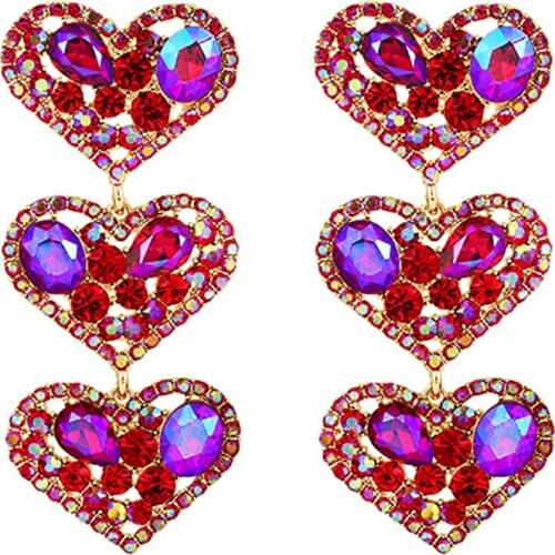 ZHINI New Punk Heart-Shaped Dangle Drop Earrings For Women 2021 Fashion Luxury Colorful Crystal Long Earring Jewelry brincos