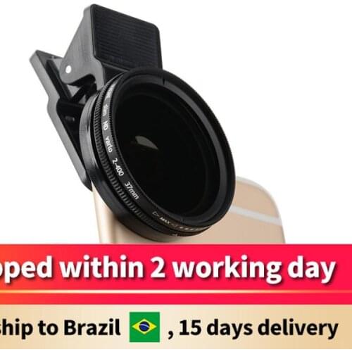 Zomei 37mm Adjustable Neutral Density Clip-on ND2 - ND400 Phone Camera Filter Lens for iPhone Huawei Samsung Android ios Mobile