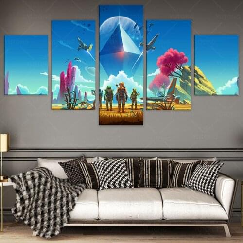 Space Exploration Game Poster Paintings No Mans Sky Video Games Art Wall Decor Paintings Fantasy Wall Art Oil Paintings